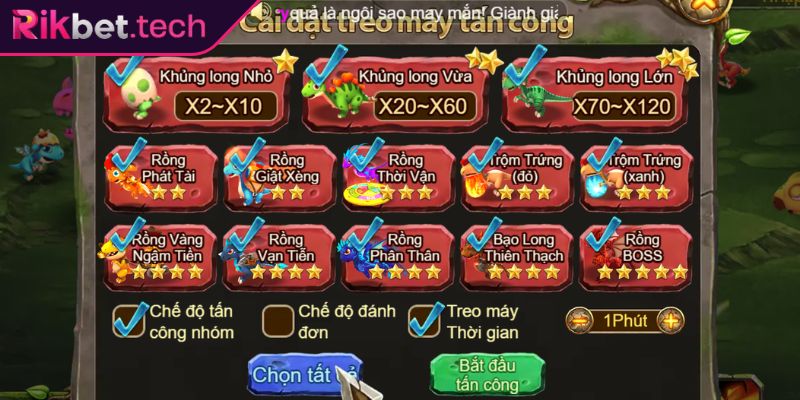 Trang bị các loại vật phẩm